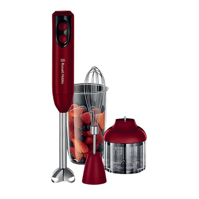Блендер Russell Hobbs 18986-56, 400 Вт, 2 скорости, 3 насадки, погружной, красный