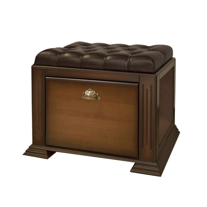 Банкетка-обувница средняя. "Честер" / итальянский орех, кожа кор