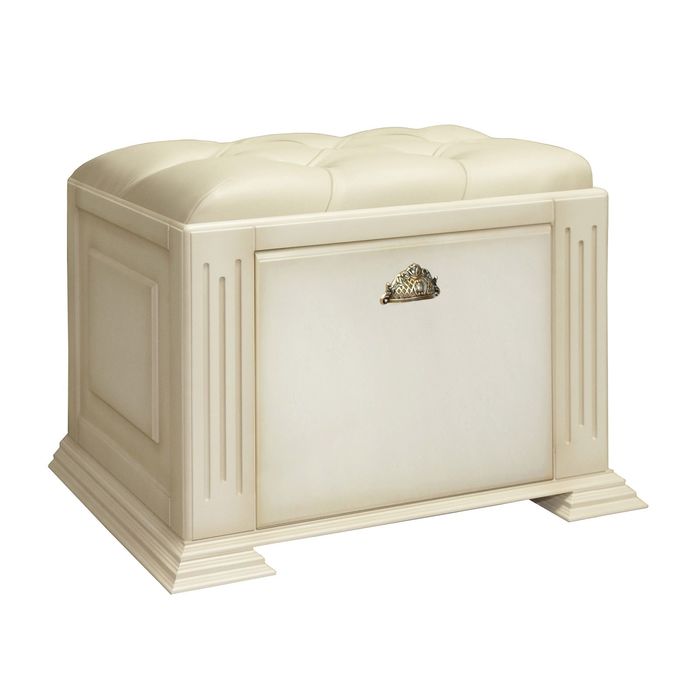 Банкетка-обувница средняя.(узкая) "Честер" / слоновая кость, кожа беж