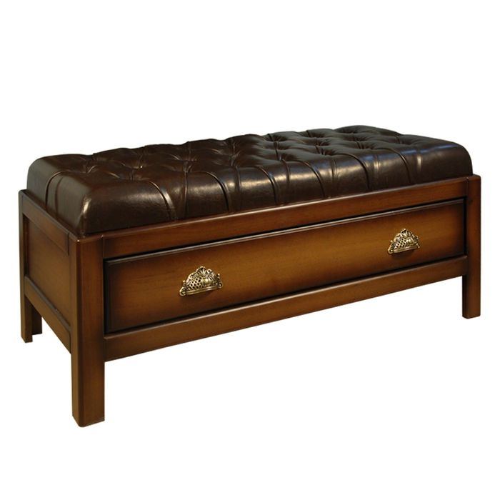 Банкетка больш. "Честер" / итальянский орех, кожа кор