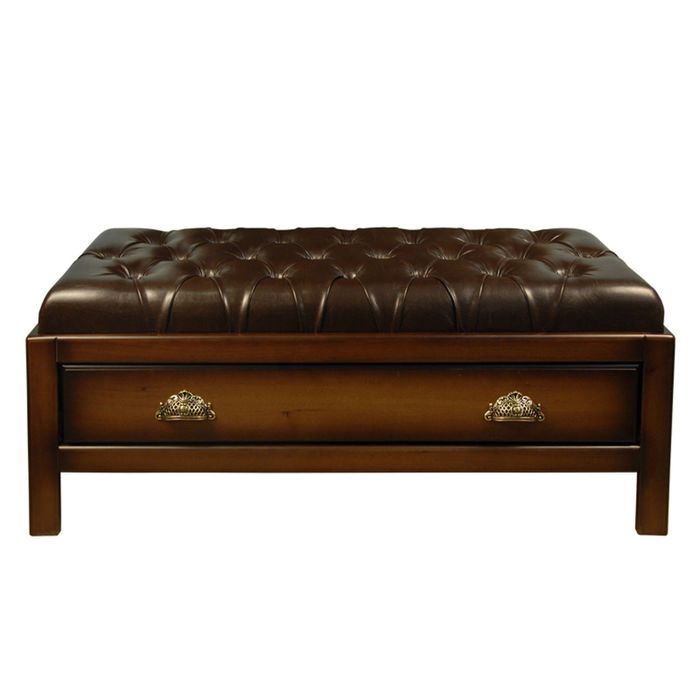 Банкетка больш. "Честер" / итальянский орех, кожа кор