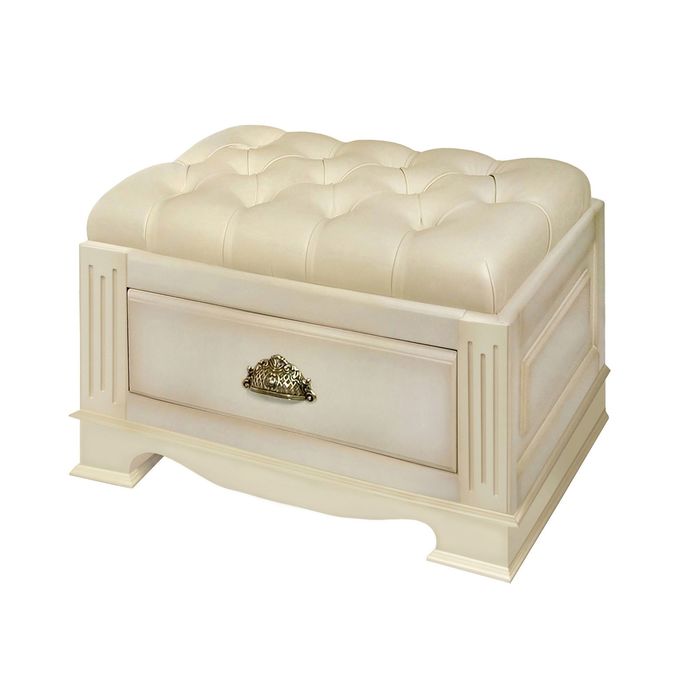 Банкетка ср. "Лувр" "Честер" / слоновая кость, кожа беж