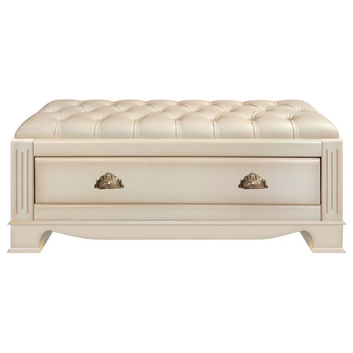 Банкетка больш."Лувр" "Честер" / слоновая кость, кожа беж