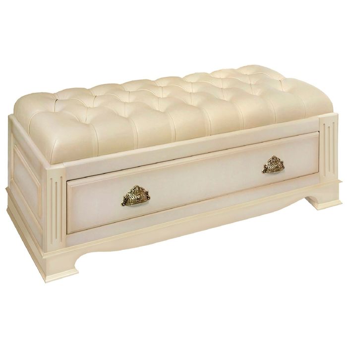 Банкетка больш."Лувр" "Честер" / слоновая кость, кожа беж