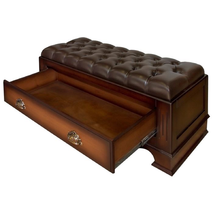 Банкетка больш."Лувр" "Честер" / итальянский орех, кожа кор