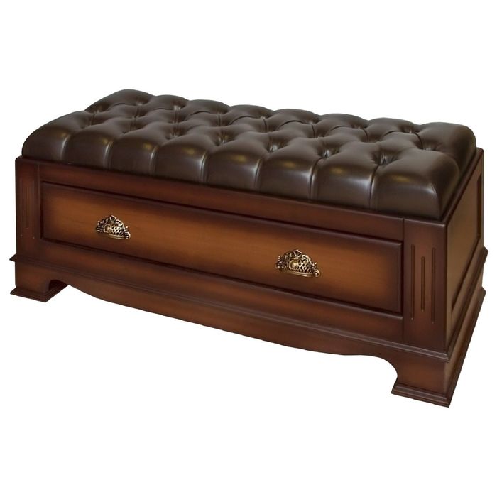 Банкетка больш."Лувр" "Честер" / итальянский орех, кожа кор