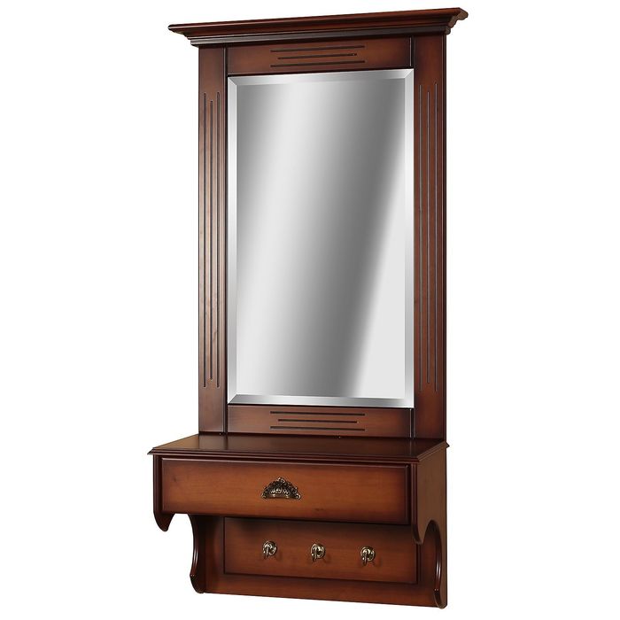 Зеркало настенное с ящиком "Валенсия, цвет "Итальянский орех"