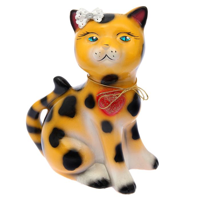 Копилка "Василиса" большая, глянец, жёлтый леопард