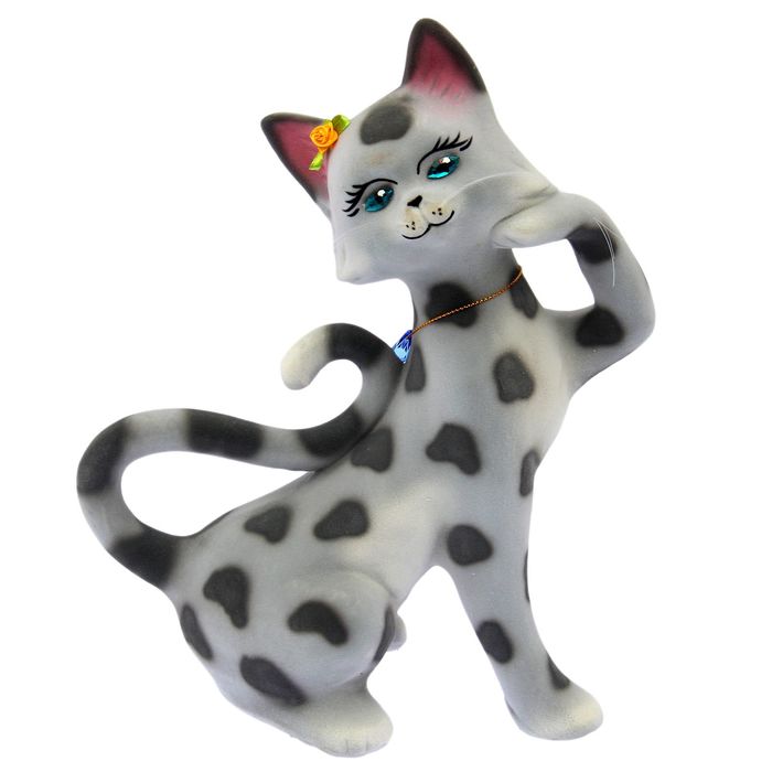 Копилка "Милена" флок, серая, леопард