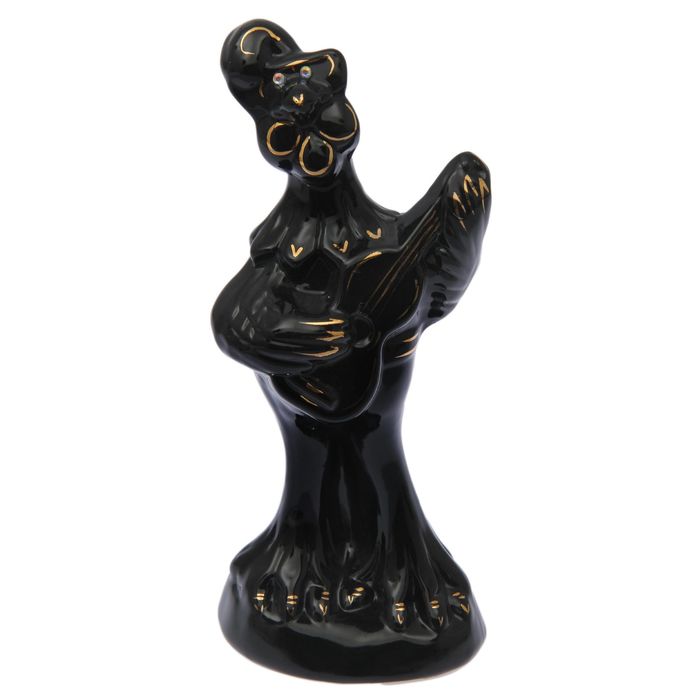 Копилка "Петух музыкант" глазурь черная