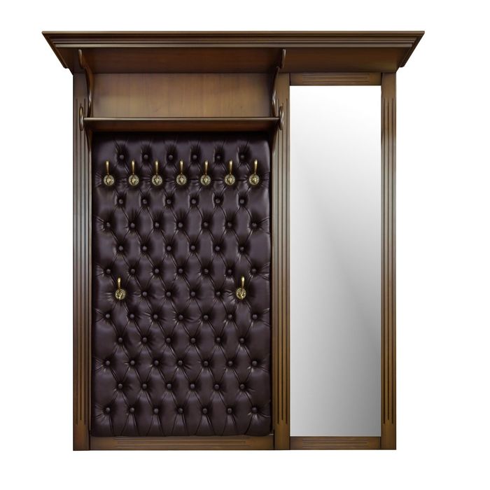 Вешалка "Валенсия" двухсекционая 7020, цвет "Итальянский орех"/кожа бордо