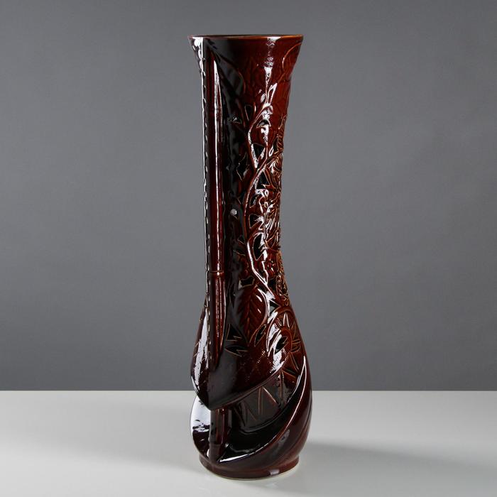 Ваза напольная "Бамбук" коричневая, резка