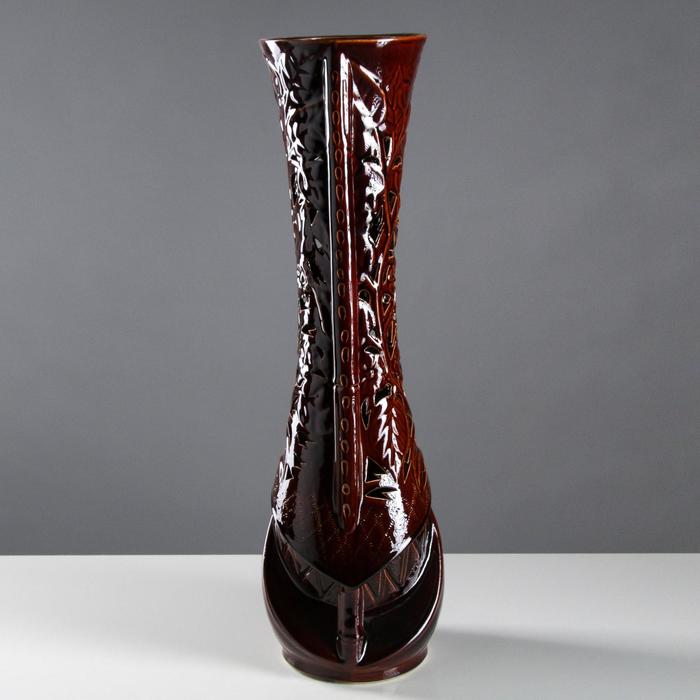 Ваза напольная "Бамбук" коричневая, резка