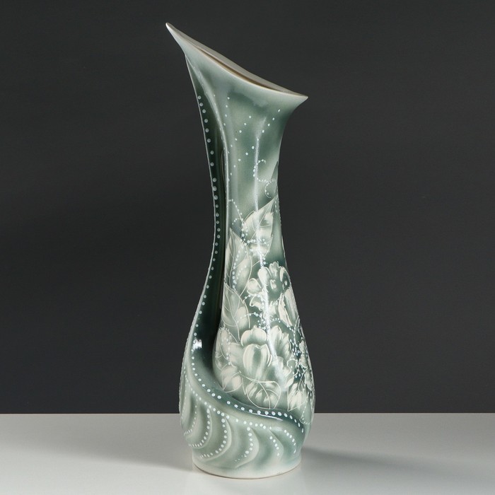 Ваза напольная "Лотос" жемчуг, голуби