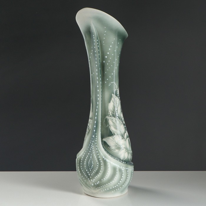 Ваза напольная "Лотос" жемчуг, голуби