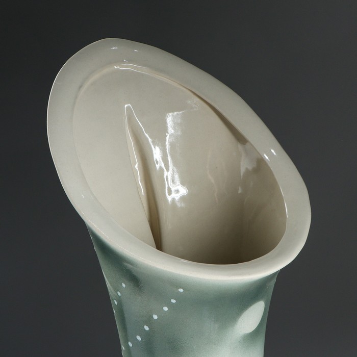 Ваза напольная "Лотос" жемчуг, голуби