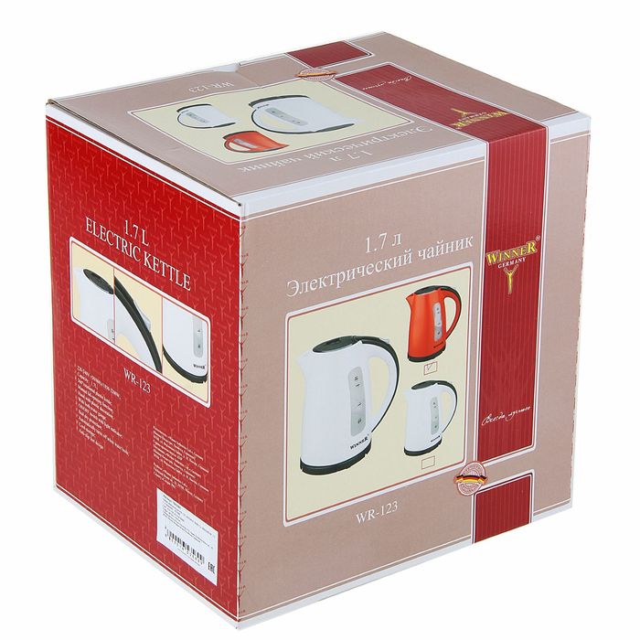 Чайник электрический Winner WR-123, 2200 Вт, 1.7 л, красный