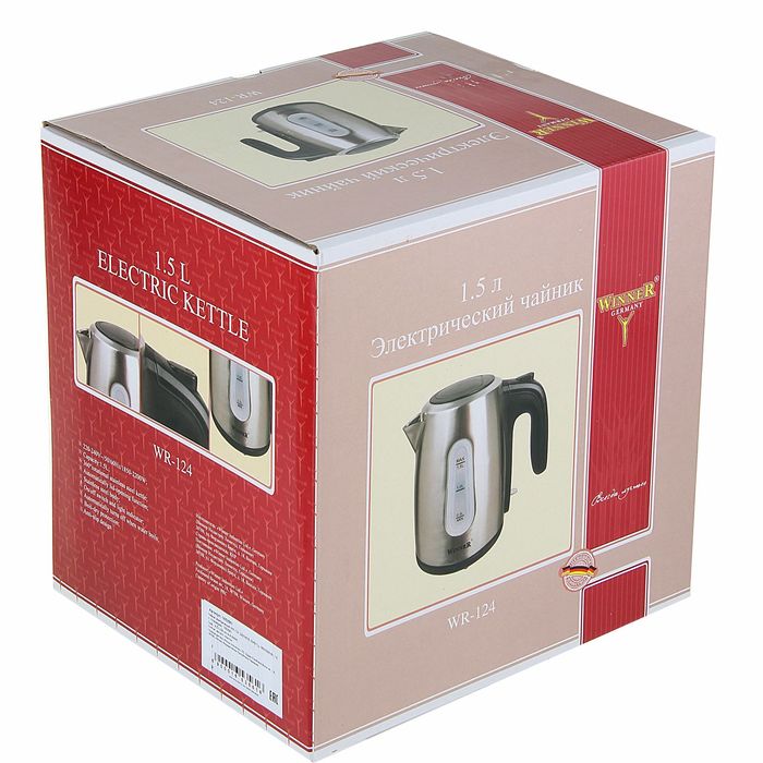 Чайник электрический Winner WR-124, 2200 Вт, 1.5 л, нержавеющая сталь