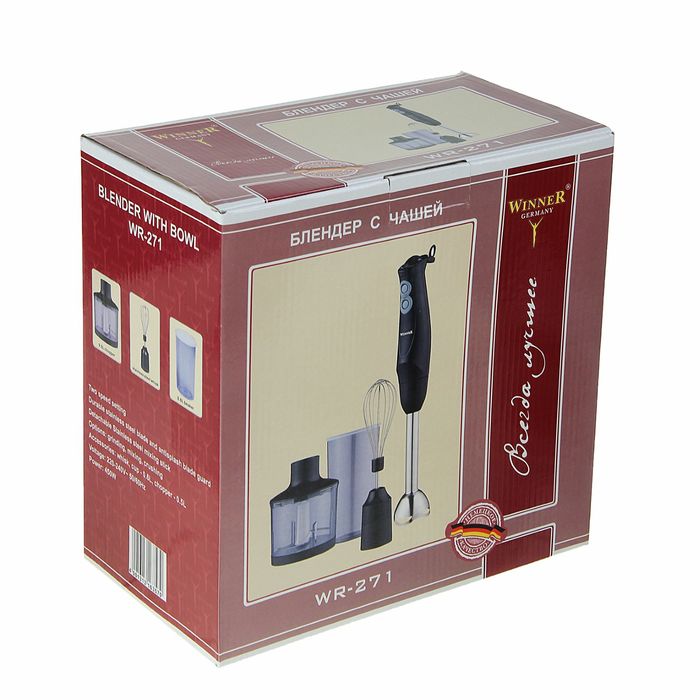 Блендер с чашей Winner WR-271, 450 Вт, чаша 0.6 л, чаша для измельчения 0.5 л 16535