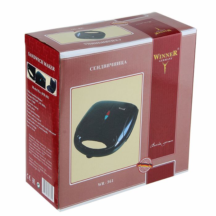 Сэндвичница электрическая Winner WR-361, 750 Вт, антипригарное покрытие