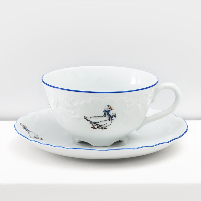 фото Чайный сервиз на 6 персон «рококо. гуси», 12 предметов: чашка 220 мл, блюдце d=15,5 см cmielow