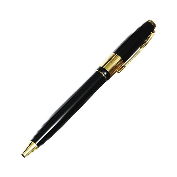 фото Ручка подарочная, шариковая "босс" в кожзам футляре, поворотная, чёрная с золотом calligrata