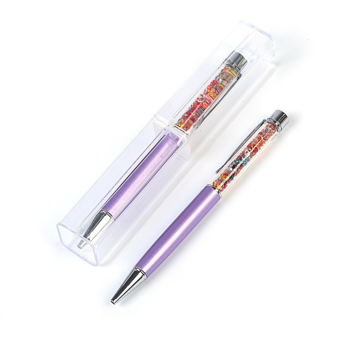 Ручка шариковая подарочная поворотная в пластиковом футляре "Стразы"