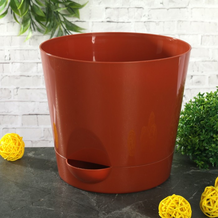 Кашпо с прикорневым поливом 1,6 л "НИКА" d=15 см, цвет терракотовый