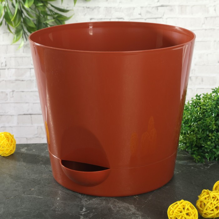 Кашпо с прикорневым поливом 2,7 л "НИКА" d=18 см, цвет терракотовый