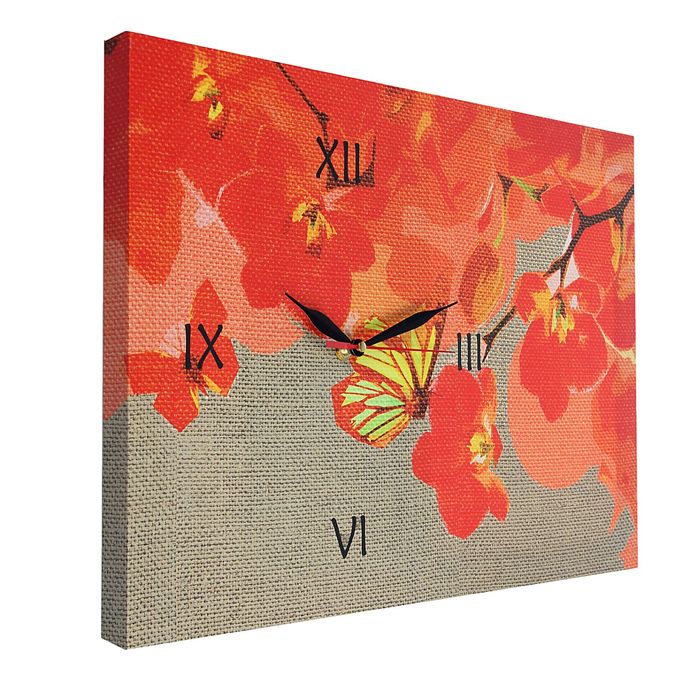 Часы настенные на холсте "Бабочка", 45х30 см