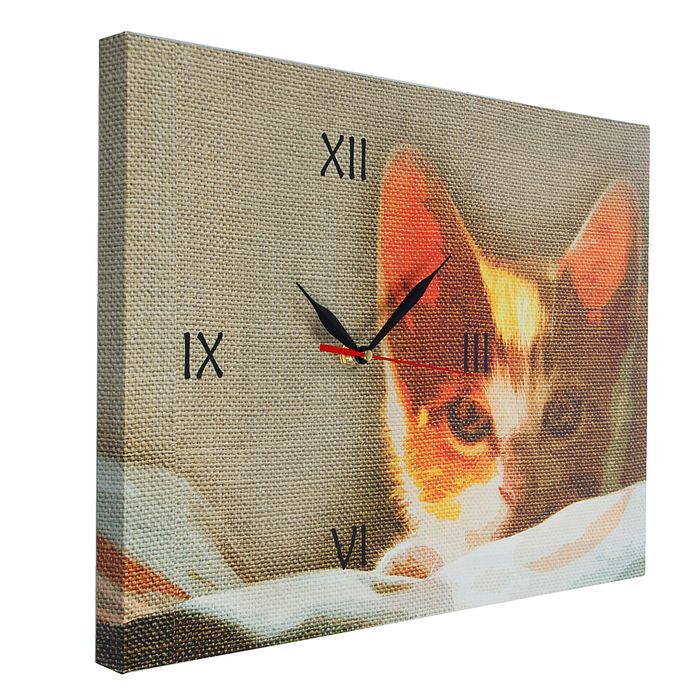 Часы настенные на холсте "Котенок", 45х30 см