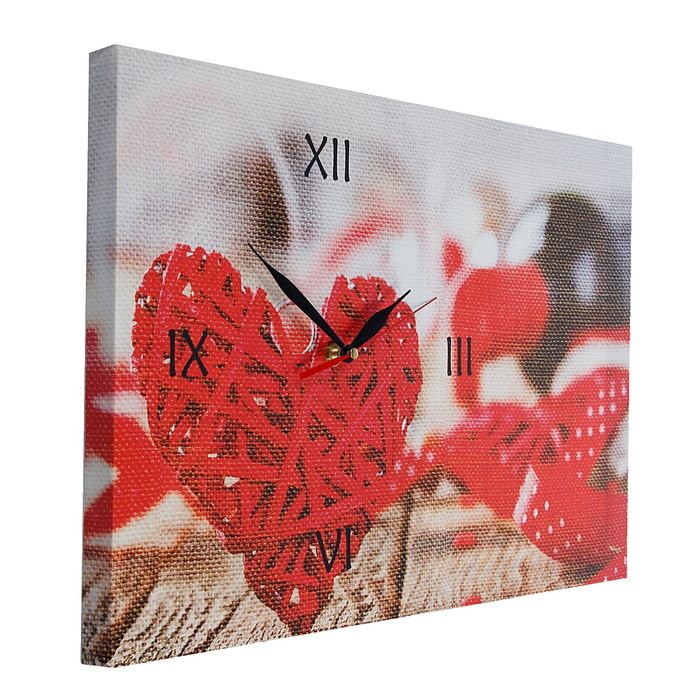 Часы настенные на холсте "Сердечко", 45х30 см