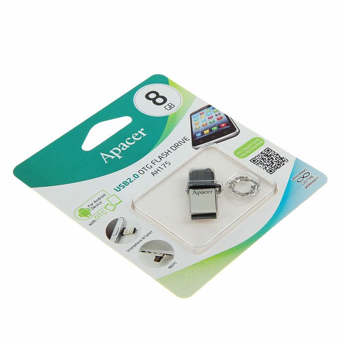 Флешка USB Apacer 8GB AH175 OTG, разъемы USB/microUSB