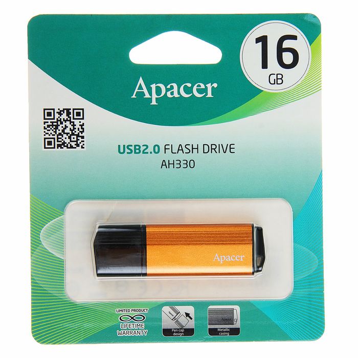 Флешка USB Apacer 16GB AH330, оранжевая