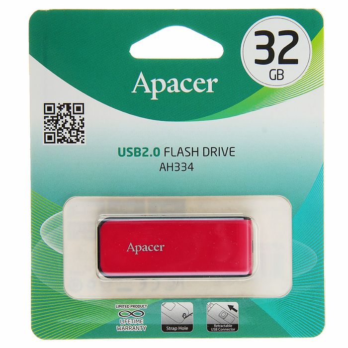 Флешка USB Apacer 32GB AH334, розовая