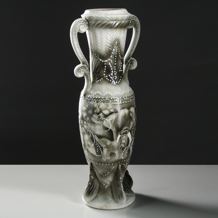 Ваза напольная "Афина" жемчуг, слоны