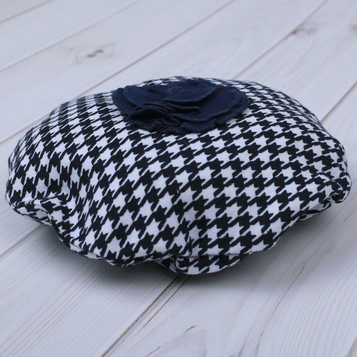 Головной убор для девочки "Высокий стиль", размер 52, принт гусиная лапка