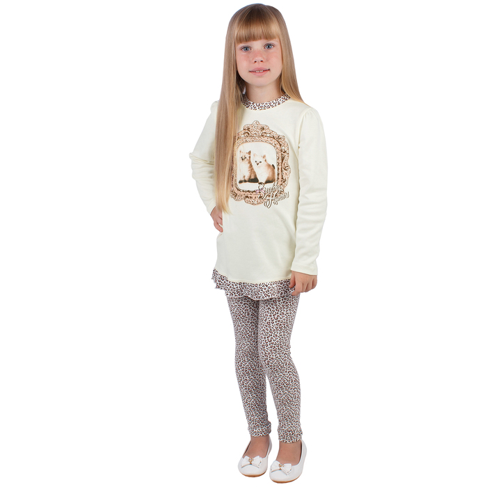 Рейтузы для девочки "Забавные котята", рост 92 см (50), принт леопард (арт. ДРЛ894804н_М)
