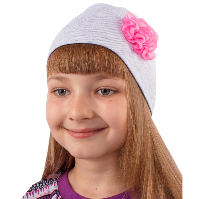 Головной убор для девочки "Ветер", размер 56, цвет серый/фуксия