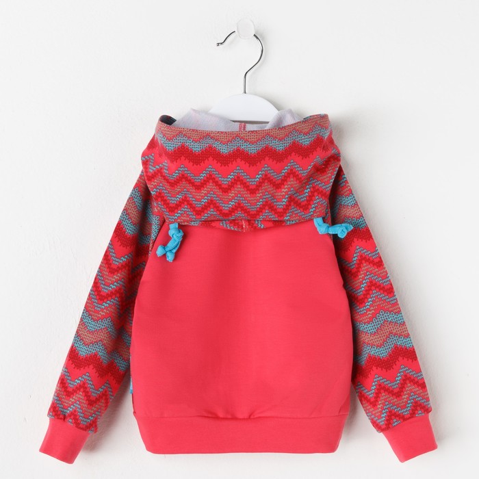 Куртка для девочки "Веселые совы", рост 110 см (56), цвет коралловый, принт орнамент (арт. ДДД920258н_Д)