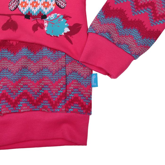Куртка для девочки "Веселые совы", рост 110 см (56), цвет коралловый, принт орнамент (арт. ДДД920258н_Д)