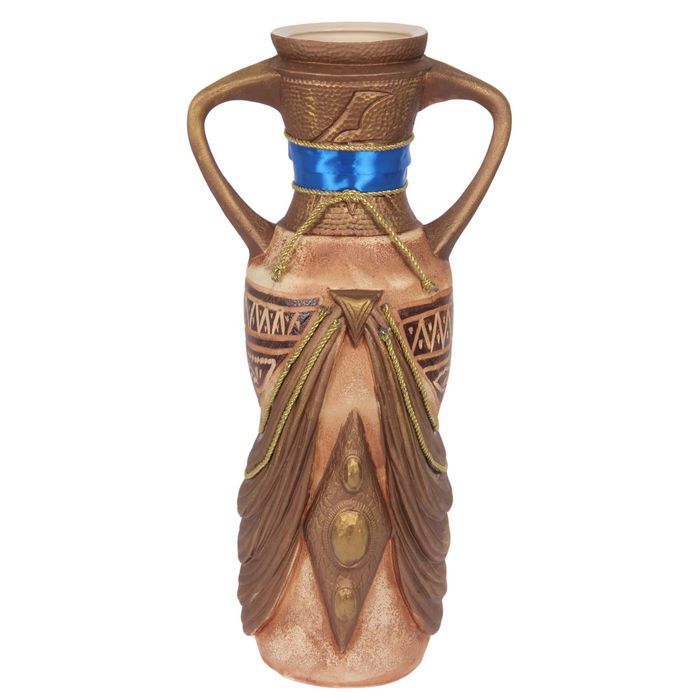 Ваза напольная "Вуаль" ангоб, лента, синяя