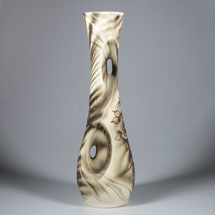 Ваза напольная "Нимфа" жемчуг, цветы   микс