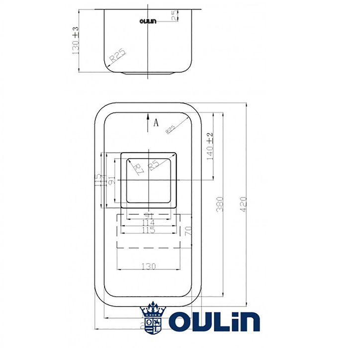 Мойка врезная из нержавеющей стали Oulin OL-0361