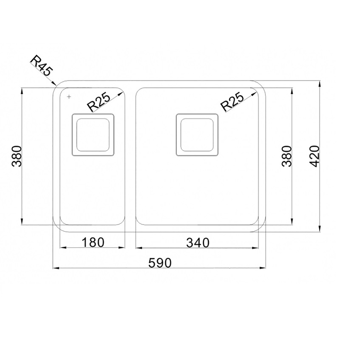 Мойка врезная из нержавеющей стали Oulin OL-0369R, правая