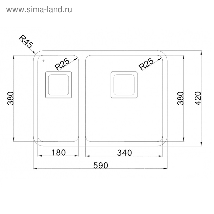 

Мойка врезная из нержавеющей стали Oulin OL-0369R, правая