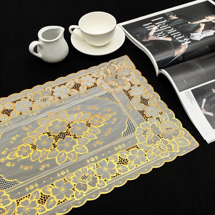 Салфетка ажурная ПВХ 45х30 см "Полецвет", цвет золото