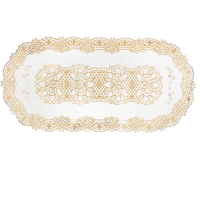 Салфетка ажурная ПВХ 84х40 см "Зефир", цвет золото