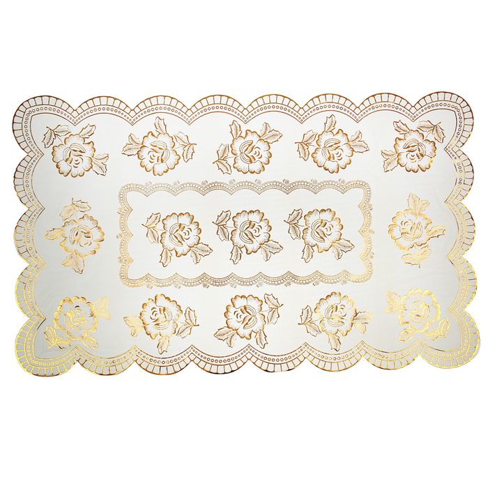 Салфетка ажурная ПВХ 100х60 см "Роза", цвет золото