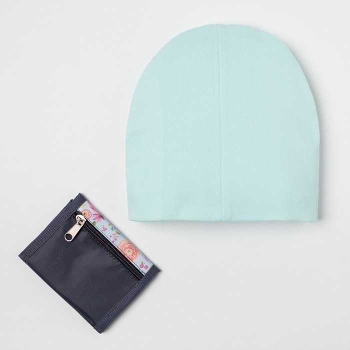 Детский набор Collorista "Цветок" шапка р-р 54, 100% хб, кошелек 9,5х12 см текстиль